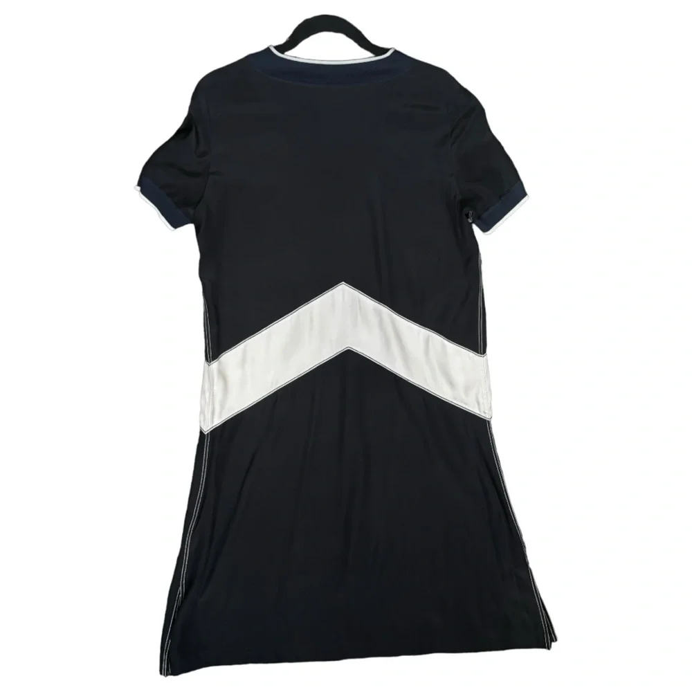 Rag & Bone Navy Blue 100% Silk Chevron Dress - Size Small - Picture 14 of 15